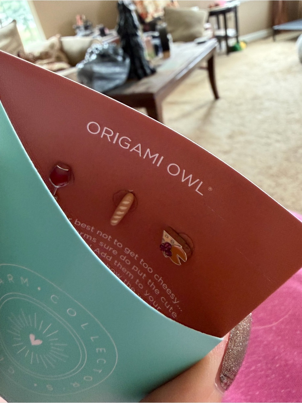 Origami Owl Pink and Gold Food Charm Set